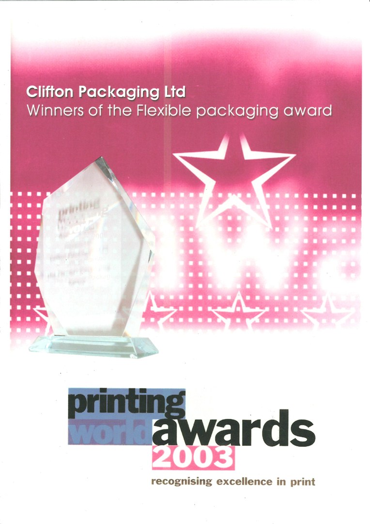 Printing World awards 2003 Winners of the Flexible packaging award