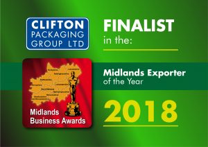 Clifton Packaging Group - Finalist in Midlands Exporter of the Year 2018