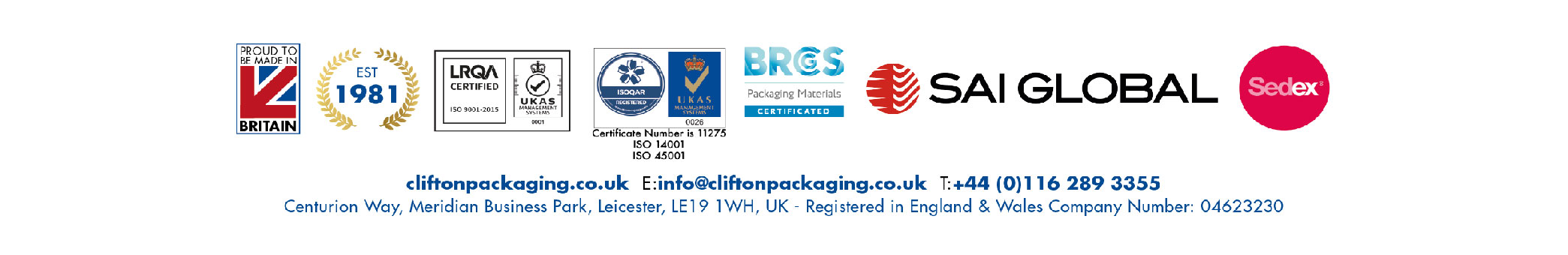 Accreditation's. Clifton Packaging Group Ltd.